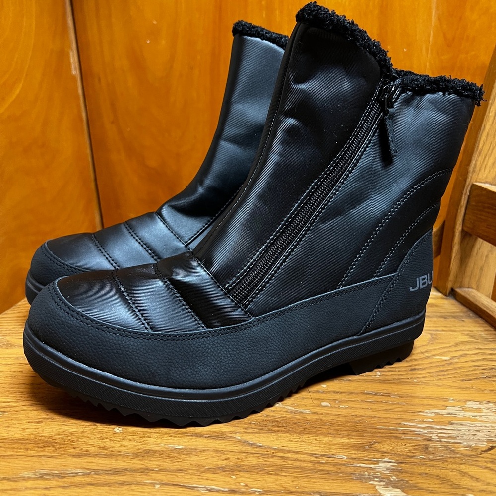 JBU Women's Black Winter Boots with Faux Fur Trim